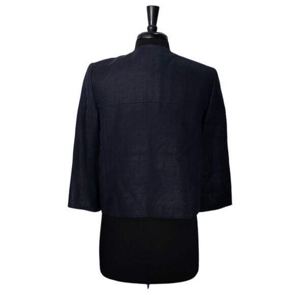Ralph Lauren Women's Blazer Navy Blue Linen Double Breasted Work Suit Jacket 10 - Picture 2 of 8